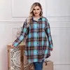 Vestido Camisa de Cuadros de Moda Otoño e Invierno Nuevo para Mujer Tallas Grandes Cepillado Transfronterizo Europeo y Americano en Stock