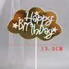 Nueva tarjeta de pastel de cumpleaños de nubes doradas rosa azul negro blanco decoración de mesa de postres fiesta de cumpleaños