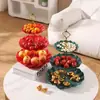 Plato de Frutas de Múltiples Niveles con Alto Valor Estético, Lujo Ligero y Sensación de Gama Alta, Adecuado para Mesa de Café de Sala de Estar, Plato de Bocadillos, Plato para Exhibir Frutas Secas y Plato Dividido