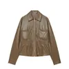 Chaqueta de Cuero Estilo Europeo y Americano 2026 Nueva Moda Solapa Abrigo 4387382 Pantalones de Cintura Media 4387282