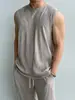 Colete liso de verão, secagem rápida, respirável, fino, canelado, seda gelada, sem mangas, top, conjunto fitness soltinho para homens