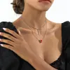 Produto Novo Europeu e Americano Transfronteiriço Mais Vendido Adaga de Cristal Vermelho Amor Pingente de Moda Colar Feminino Camadas Estilo Retrô Francês