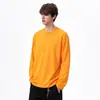 Camiseta de Manga Larga con Cuello Redondo de Algodón Puro para Hombre, Color Sólido, Holgada, Capa Base Casual, Pulóver Superior, Comercio Exterior Transfronterizo Amazon