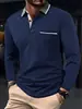 Camisa Polo de Manga Larga de Moda para Hombre de Primavera y Otoño, Color Sólido, Casual, Deportiva, con Cuello Campana, Disponible en Amazon para Ventas Transfronterizas