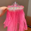 Coroa de Princesa Aisha Congelante Véu Adorno de Cabeça Coroa de Aniversário Infantil Acessórios de Cabelo de Bebê Faixa de Cabeça para Performance de Meninas