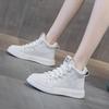 Tenis Blancos de Caña Alta de Piel Genuina para Mujer, Zapatos Casuales Planos Primavera 2025, Zapatos de Lona Transpirables de Piel de Vaca con Suela Suave, Cómodos y Versátiles