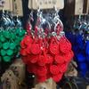 Pendientes especiales de línea colorida de estilo étnico de pavo real para mujer, con diamantes de imitación, retro, personalidad, combinables con todo, pendientes de gota de agua, pendientes de viaje de Yunnan