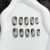 Gradiente azul-marrom novo estilo coleção de unhas postiças puramente feitas à mão adesivos de unha unhas postiças removíveis pontas de unha postiças