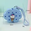 Bolsa de Silicone com Furo Estilo Desenho Animado Mini Carteira de Moedas Bolsa de Cosméticos DIY Bolsa para Fones de Ouvido Pingente de Chaveiro Presente