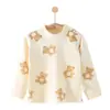 Top de algodón puro de manga larga para bebé, camiseta básica de cuello redondo para bebé, ropa interior diaria para niños, jersey con botones en el hombro, Clase A
