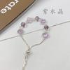 Pulseira de Pedra da Lua e Ametista Natural Feminina Outono e Inverno Fresca Rosa Chanel Roxo Água Trevo de Quatro Folhas Pulseira Venda ao Vivo