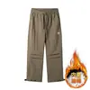 Calças de Algodão Plissadas Tridimensionais para Uso Externo, Repelentes à Água, para Homens, Calças Casuais de Trabalho para o Inverno com Punhos Ajustáveis, Calças Quentes e Espessadas