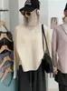 KEKEZOON Suéter de Punto Acanalado de Color Sólido con Cuello en V para Mujer Otoño Invierno Engrosado Manga Larga Holgado Tendencia 9292
