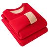 Set de Ropa Interior Térmica Roja Gruesa de Lana de Camello para Hombres y Mujeres de Invierno para el Año de Nacimiento, Extra Engrosado con Forro de Felpa, Ropa y Pantalones de Otoño