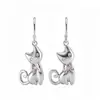 Pendiente de Clip con Colgante de Lazo de Gato Incrustado de Diamantes Estilo Lindo Infantil Diseño de Nicho Sensación de Alta Gama Joyería para Orejas