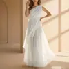 Estilo Nuevo Transfronterizo Europeo y Americano Verano 2026 Ropa para Mujer Elegante Estilo Resort Sin Mangas de un Hombro Volantes Vestido de Color Sólido