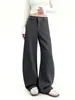 Pantalones de traje caqui de alta gama para mujer, pantalones de otoño con corte recto adelgazante, ajuste casual, cintura alta, diseño de pierna ancha, adecuados para figuras petite