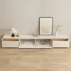 2025 Novo Gabinete de TV Mesa de Centro Combinação Moderno Simples Sala de Estar Casa Estilo Creme Madeira Maciça Gabinete de TV de Chão