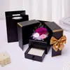 Caja de Regalo Flor Rosa Eterna, Joyería, Flores Conservadas, Regalo de Navidad para Niñas, Collar y Aretes Románticos, Regalo de San Valentín