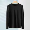 Camiseta Fina de Manga Longa Selecionada para Outono para Homens, Elástica, Secagem Rápida, Caimento Solto, Camiseta Básica Casual Tendência para Homens com Gola Redonda