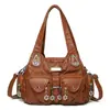 Suministro Exclusivo Transfronterizo de Moda Femenina Retro Lavado Vintage Chica Atrevida Bolso Tote Motociclista 2026 Bolso de Hombro de Gran Capacidad