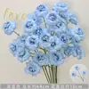 Rosas de Creme Simuladas de 3 Cabeças, Decoração de Fundo para Casamento, Arranjo de Flores para Guia de Estrada, Flores de Seda Estilo Europeu para Casamento, Flores Artificiais