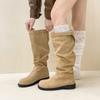 Elegantes Botas Martin Melard de Tacón Grueso para Mujer, Botas Estrechas de Estilo Retro Otoño e Invierno 2025 para Combinar con Abrigos, Botas Western Caídas