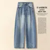 Nuevos Jeans de Cintura Alta de Pierna Ancha para Mujer, Verano Ajuste Holgado, Pantalones Banana Adelgazantes con Diseño de Parches, Estilo Delgado, Pantalones Curvos