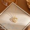Collar de Acero de Titanio Corazón Inteligente del Océano Micro Engaste Zircón Colgante Corazón Latiente Cadena Clavícula Lujo Ligero Sensación Premium Venta al por Mayor
