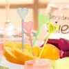 Plato de tenedor de fruta de plástico desechable con nota de amor creativa de color, decorativo para barra de frutas, suministros para KTV