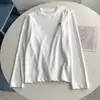 Camiseta de Manga Larga Estampada de Algodón Puro Cepillado con Bordado de Calabaza Pequeña Otoño e Invierno Engrosada Cálida y de Moda Top Básico Trendy