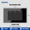 Tomada de Parede Universal Padrão Americano com Painel de Vidro Temperado Preto, Plugue de Carregamento Rápido Tipo-C para Uso Doméstico, Disponível para Dropshipping