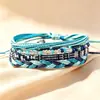 Nuevo Conjunto de Pulseras Trenzadas Arcoíris de Hilo con Cuentas de Estilo Étnico, Sencillo y Moderno, Superventas Transfronterizo Multicapa