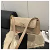 Outono e Inverno 2025 Nova Cor Sólida Lock Bolsa Transversal Estilo Francês Retro Design Simples Estilo Estrangeiro Bolsa Baguete Bolsa de Ombro Bolsa Feminina
