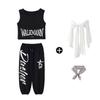Roupas de dança jazz para meninas, terno coreano, top curto, colete, calças de jazz, roupas de performance de mesa da moda infantil
