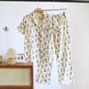 Novo Conjunto de Casal Primavera e Verão Estilo Fresco Casual Simples Calças de Manga Curta Crepe de Algodão Roupas Simples para Casa