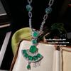 Collar de amor de calcedonia verde de Brasil Yingying de agua chapado en oro de 18 quilates calcedonia de hielo alto flor circón cadena para suéter