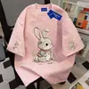 Camiseta de Manga Curta Tie-Dye com Estampa de Desenho Personalizada, Corte Solto, 100% Algodão, Unissex, Verão, Harajuku, Gola Redonda, Top para Casal, ins