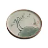 Ver posavasos de cerámica pintado a mano Dehua juego de té kung fu pieza de almohadilla aislante para taza de té portavasos de té accesorios para ceremonia del té retro