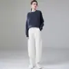 Suave Cachemira para Mujer Cuello Redondo Punto de Lingote Holgado Casual Sencillo Versátil Tejido de Cachemira Otoño e Invierno Nueva Ropa de Punto