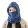 Gorro grueso de forro polar para invierno con polaina integrada y protección para los oídos, gorro de algodón a prueba de viento para mujer, accesorio cálido para ciclismo