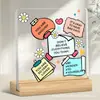 Nuevo Producto Transfronterizo Superventas Acrílico Cuadrado con Base de Madera Día de San Valentín Día de la Madre Adornos Artesanales de Escritorio