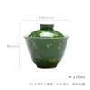 Langhong Cuenco Dorado con Tapa Set de Té Kung Fu Cerámica Imitación Cuenco de Té Dorado Hogareño Estilo Chino Rojo Cuenco de Té Principal