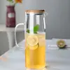 Tetera Transparente Recta de Vidrio de Borosilicato Alto con Asa Lateral, Gran Capacidad, Resistente al Calor, Jarra Doméstica para Agua Fría