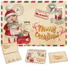 Tarjeta de felicitación navideña de piel de vaca retro, tarjeta de regalo de Navidad, linda tarjeta plegable de dibujos animados, tarjeta con mensaje de bendición con sobre