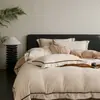 Juego de cuatro piezas de jacquard gofrado de terciopelo de leche, lujoso y cálido, funda de edredón de cinta de terciopelo de coral, ropa de cama de invierno engrosada para cama matrimonial