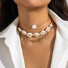 Joyería transfronteriza europea y americana Collar de cuentas de playa Collar de perlas de imitación Collar de vacaciones retro de concha de estrella de mar