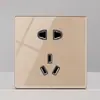 Painel de Tomada com Interruptor FLKL de Vidro Temperado Dourado Tipo Alavanca Reset 86 Embutido na Parede Interruptor para Hotel Casa