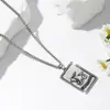 Colar Pingente Personalizado Retangular de Diamante com Doze Constelações Estilo Retrô Europeu e Americano para Casal Masculino e Feminino Joias
