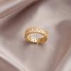 Anillo Abierto de Zirconia con Diamantes Completos de Diseño de Nicho de Lujo Ligero, Estilo de Gama Alta de Nicho, Anillo Elegante Fresco Minimalista de Ins